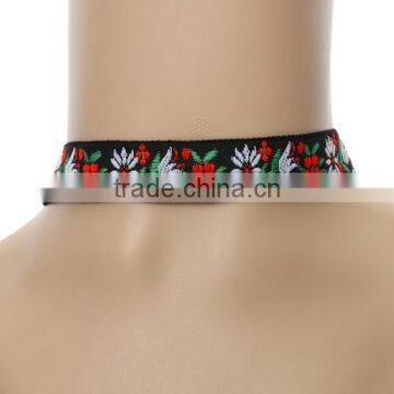 Fabric Leather Choker Necklace Hot Selling Fabric Necklace Handmade Leather Fabric Woman Necklace Jewelry photo-5