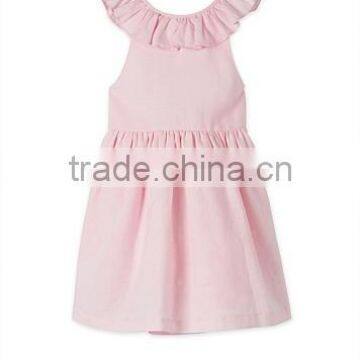 High Quality Children Frocks Designs Pink Sleeveless Ruffle Backless Clothing for Girls Party Dresses photo-2