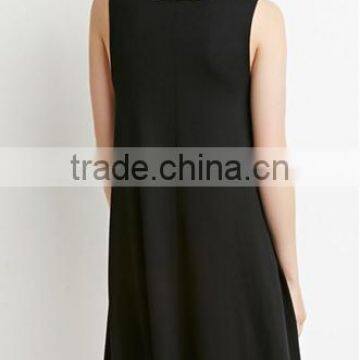 Pure Color Contracted Large Pendulum Sleeveless Dresses photo-2