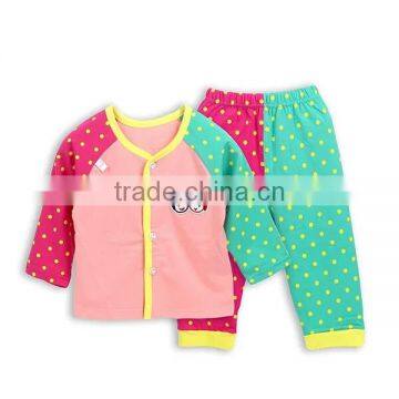 Spring Autumn Polka Dots Red Sky Blue Kids Pajamas Girl Nightwear