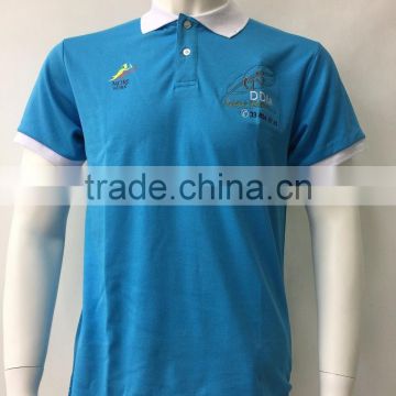 contrast collar uniform polo shirt for school with T/C pique fabric