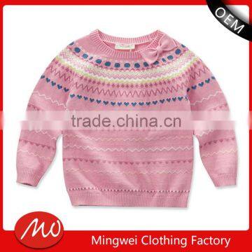 fashion pullover knit heart print Intarsia kids winter sweater