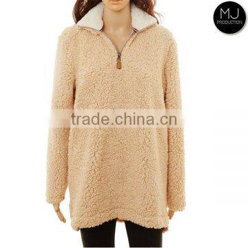 Factory Wholesale Women Sherpa Fleece 1/4 Zip Pullover photo-5