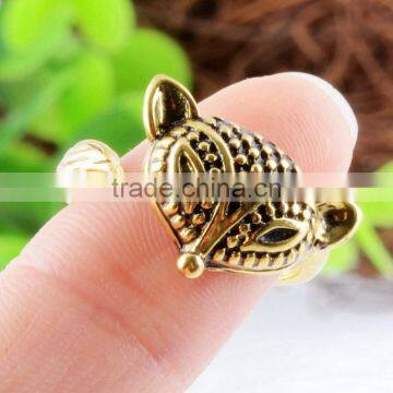 Fox Animal Ring Jewelry Vintage Antique Gold Silver Wrap Adjustable Ring