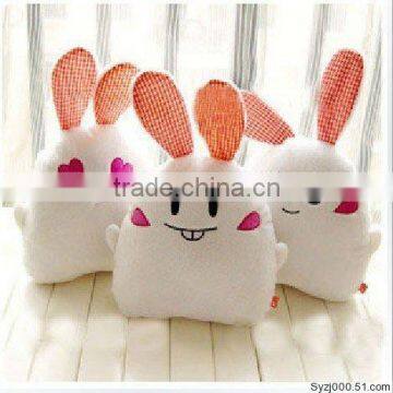 stuffed white cute plush rabbit hold pillow