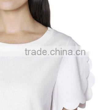 Oem Womens Chiffon Blank T-Shirts Wholesale Short Sleeve Fashion O Neck White T Shirts photo-4