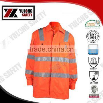 60% Cotton 40% Polyester Perfect FR characteristics uniform / work cloth with reflective tape in Autumn / Winter