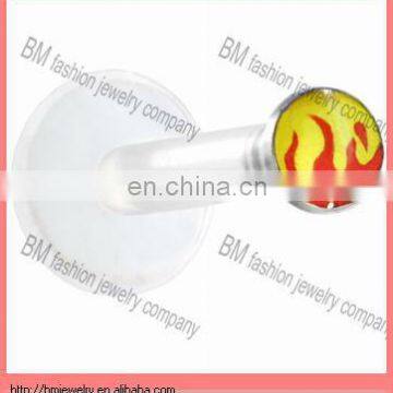 Hot wholesale fire logo unique lip rings labret body piercing jewelry