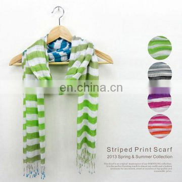 striped print viscose scarf