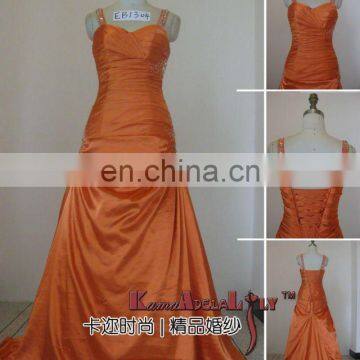 EB1304 Orange taffeta with beading orament classic wedding dress party dress 2015