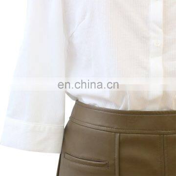 Hot Sale Spring and Autumn Cheap Ladies PU Leather Skirt With Two Pocket photo-4