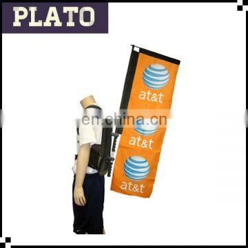 Customized color backpack rectangle flag,walking advertising backpack flag,backpack feather flag and banner