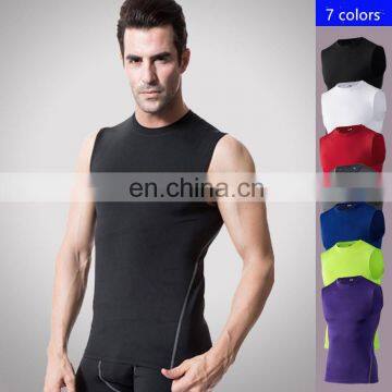 Men's gym clothing exercise training running sport tight wear tank top