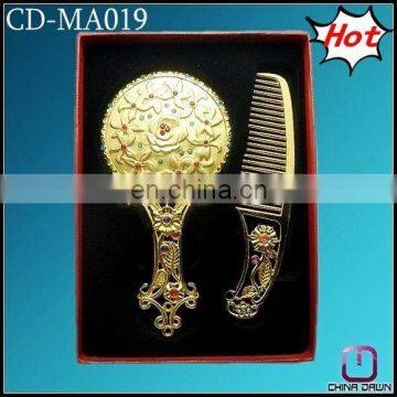 hot fashionable gift mirror comb set gold CD-MA019