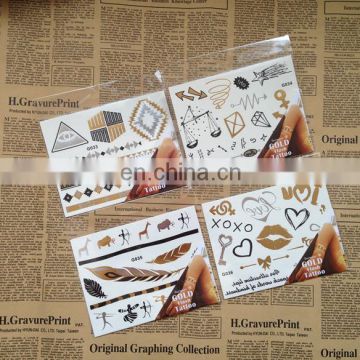 Custom Sticker Gold and Silver Foil Temporary Metallic Tattoo