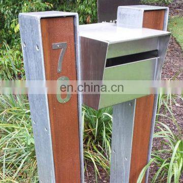 Antique free standing corten steel metal mailbox for hotel