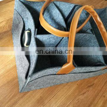 High Quality Baby Nursery Storage Bin Felt Diaper Caddy Organizer With Leather Handles photo-4