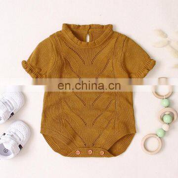 Baby Girls Short Sleeve Rompers 2020 New Autumn Infant Baby Romper Newborn Baby Girl Clothes Knitting Lace Rompers