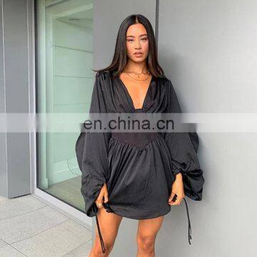 LAITE D2180 Ins Hot Sales Autumn&winter V-neck Fashion Retro Bodycon Women Casual Dresses A-line Sexy Dresses photo-3