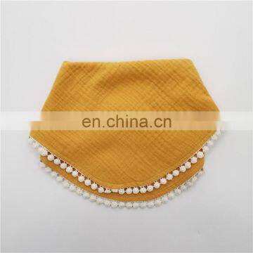 Adjustable 0-6m Lace Trim Muslin Organic Cotton Baby Bibs photo-3