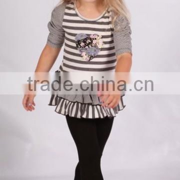 custom children clothes high quality fashion strip white and black kids clothes cotton