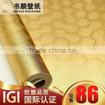 Gold foil paved the KTV club ballroom TV backdrop embossed golden hexagon -3d wall paper designer wallpaper