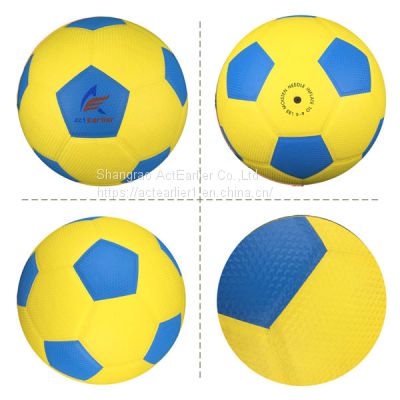 Size 5 400g-420g PU Leather Rubber Bladder 32 Panels Laminated Soccer Ball Yellow Blue