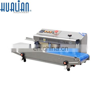 FR-770I Hualian Automatic Seal Oil Food Pouch Plastic Bag Packing Continuous Heat Sealer Band Sealing Machine