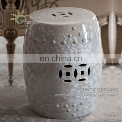 Special Chinese Ceramic White Crystalline Glazed Stool Side Tables