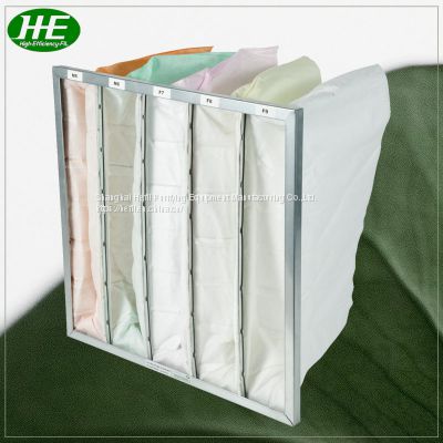 Aluminum Frame Synthetic Fiber Multi Pocket Bag Air Filter For Ventilation Systems