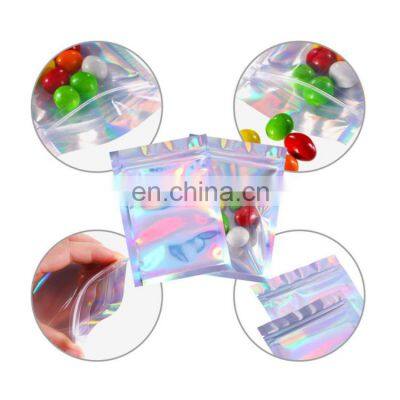 Wholesale Price Resealable Printed Reusable Storage Plastic Waterproof Side Heat Seal Holographic Bag Ziplock