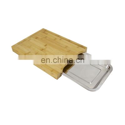 High Quality Kitchen Tools Bamboo Cutting board with Stainless Steel Tray