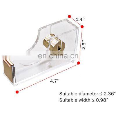 Classic Modern Design Clear Acrylic Gold Adhesive Tape Paper Cutter Tape Dispenser for Office photo-5