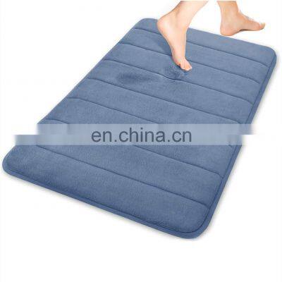 Cheapest Embossing Stripe Pattern Living Bedroom Home Flannel Memory Foam Bath Mat