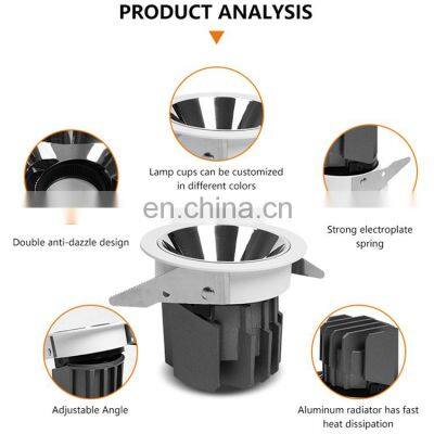 ALLWAY Guaranteed Quality Gold Black Reflector Color Recessed Mount 5w 9w 15w Led Spot Downlight