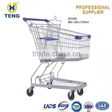 Asia Style Real Nice Shopping Carts Supermarket Holder Shopping Cart Zinc Plated Shopping Trolley photo-3