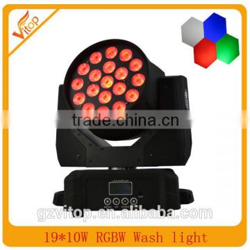 Mini stage led moving head light 19pcs x 10watt rgbw 4in1 led mini lighting stage