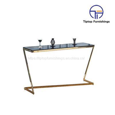 Luxury Marble Tempered Glass Stainless Steel Console Table Gold Modern Style For Living Room Design