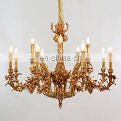 European Candle Light Living Room Brass Pendant Light Home Custom Made Large Chandelier photo-2