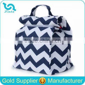 New Blue Chevron Insulated Canvas Lunch Bag Chevron School Lunch Kit