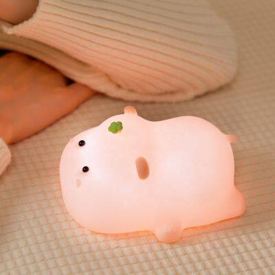 Cute Hippo Lamp Rechargeable Touch Light Silicone Night Light Baby Custom Led Soft Touch Silicone Night Light for Kids photo-3