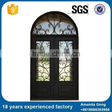 Modern Fashion Solid Flat Top Wrought Iron Double Swing Door photo-6