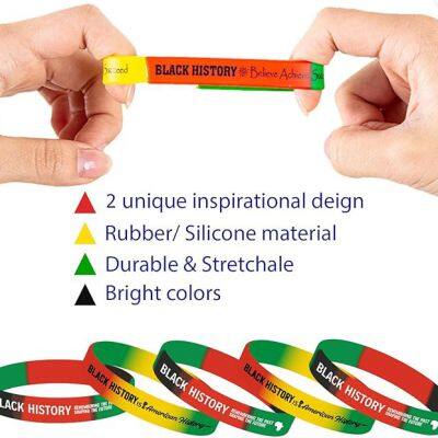 Supplier Custom Black History Month US Canada February Social Activities Waterproof Durable Soft Comfortable Silicone Bracelets photo-5