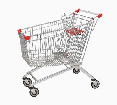 180L European Supermarket Escalator Metal Steel Shopping Trolley