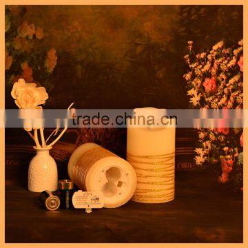 Remote Control Set of 3 Real Wax Flameless LED Pillar Candles photo-6