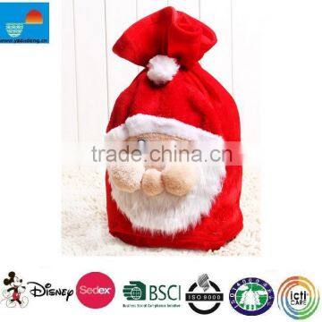 plush christmas bag/christmas soft pouch/christmas plush animal bag