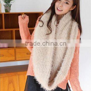 New Style Korean Fashion Soft Plain Knitted Lady Wool Neck Warmer photo-3