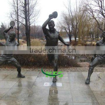 Bronze playing Ping pong athletes statues