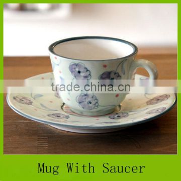 high quality flower hand painted stoneware mugs customized stoneware mug wholesale