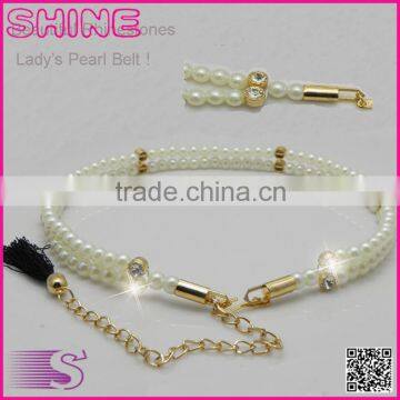 Newest Casual Trend Beautiful Belt ,Fashion Lady's Woven Rhinestones Pearl Belt                        
                                                Quality Choice